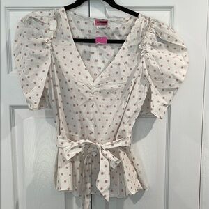 Kate Spade Polka Dot Puff Sleeve Top NWOT